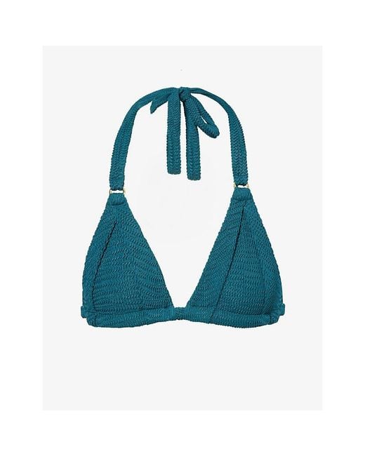 Cheap Monday Blue Morocco Crinkle Triangle-Cups Top