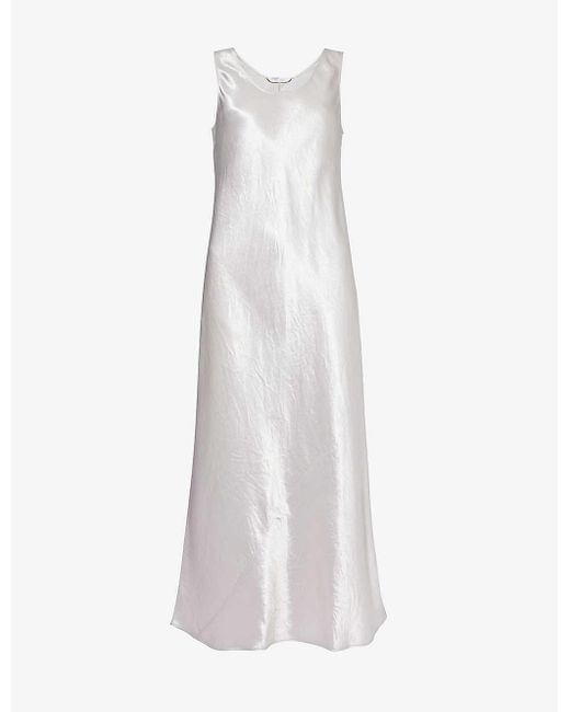 Max Mara White Talete Sleeveless Satin Midi Dress