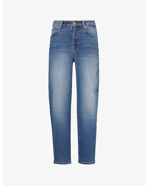 7 For All Mankind Blue Malia Mid-rise Tapered-leg Denim-blend Jeans