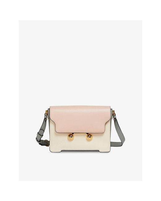 Marni Pink Trunkaroo Colour-Block Medium Leather Shoulder Bag