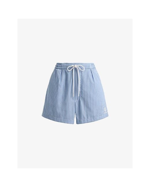 Polo Ralph Lauren Blue X Wimbledon Stripe-Print Cotton Shorts