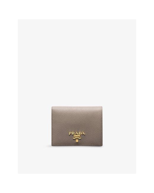Prada Gray Small Saffiano Leather Wallet
