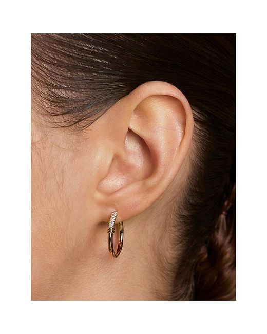 Astrid & Miyu Metallic Pavé Knot-Plated 925 Sterling Hoop Earrings