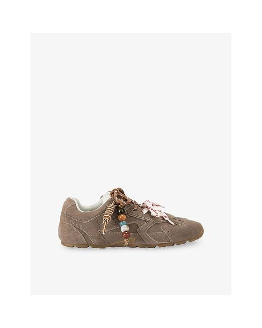 Steve Madden Brown Aziel Charm Suede Trainers