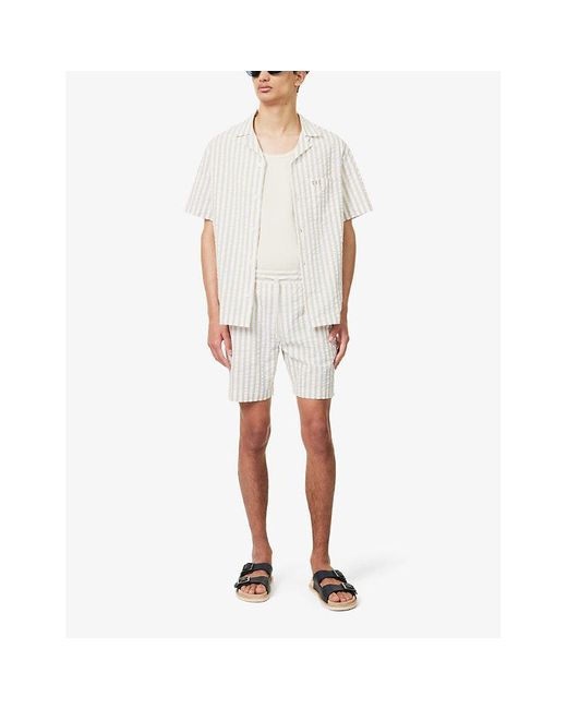 CHE White Marinero Stripe-pattern Boxy-fit Cotton Shirt for men