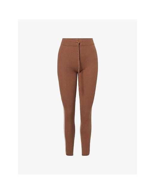 Varley Brown Aiden Drawstring Knitted Leggings
