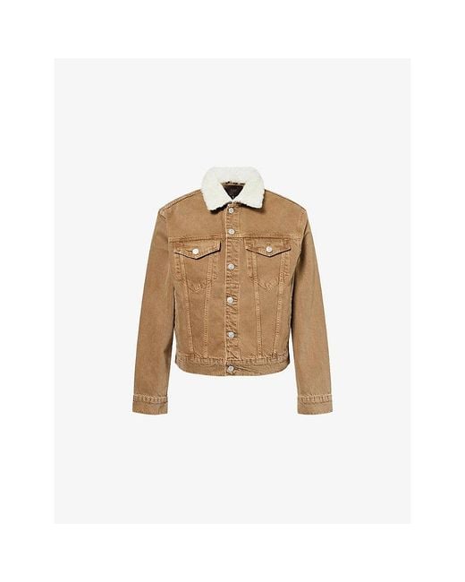 PAIGE Natural Erickson Faux-Shearling Collar Denim Jacket for men