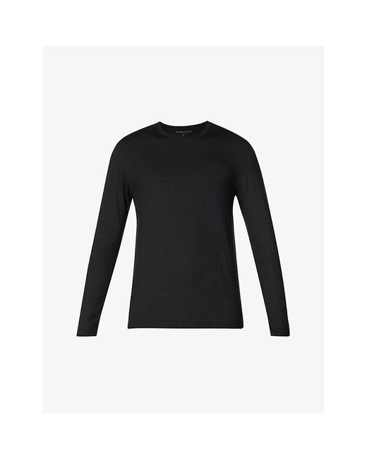 Derek Rose Black Basel Long-Sleeved Stretch-Modal Top for men