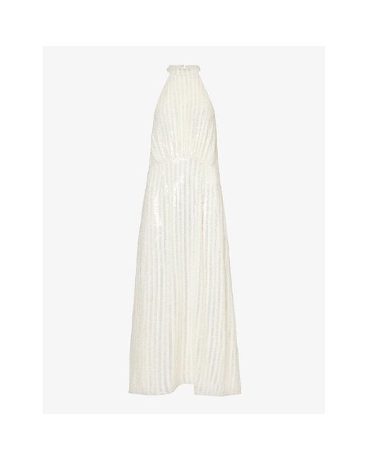 Rixo White Vivienne Sequin-embellished Woven Maxi Dress