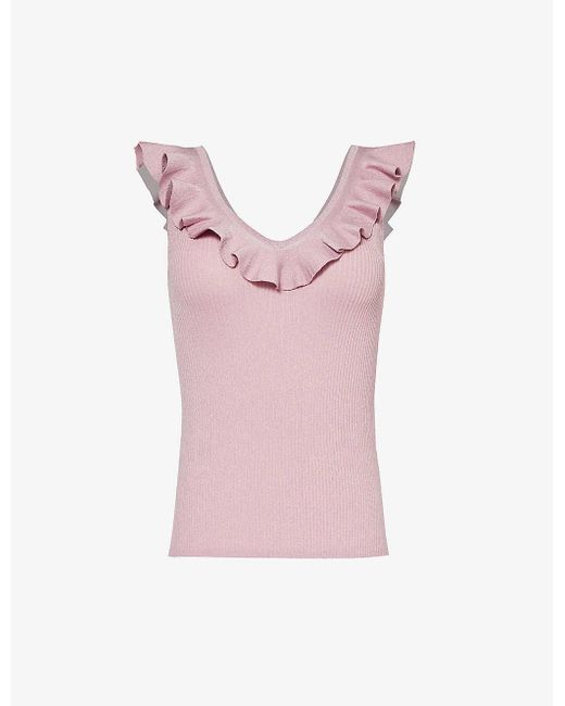 Zimmermann Pink Halliday V-neck Knitted Top