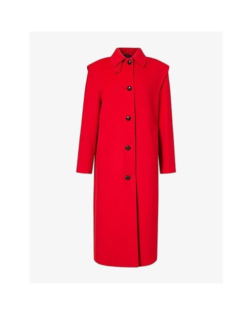 Weekend by Maxmara Red Gessati Wool Long Coat