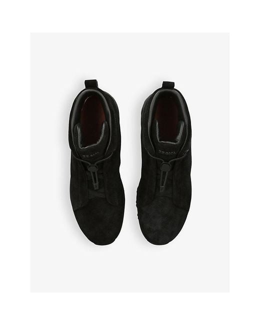 Zegna Black Triple Stitch Vetta Suede High-Top Trainers for men