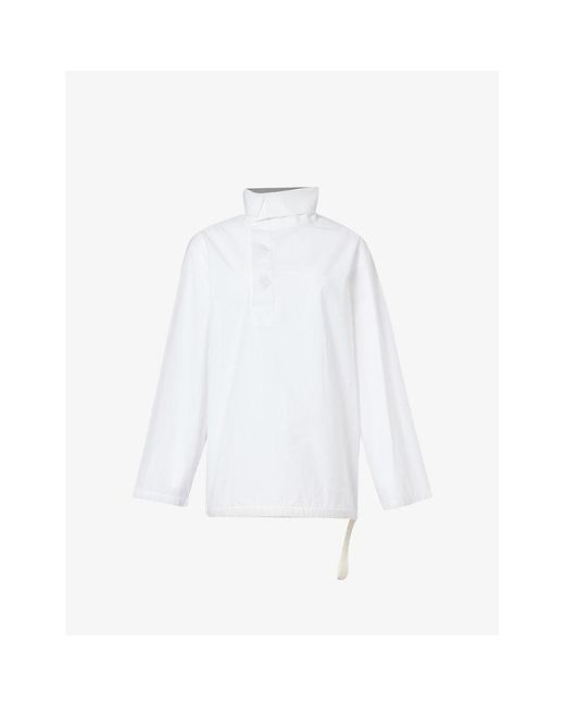 Jil Sander White High-neck Cotton-poplin Shirt