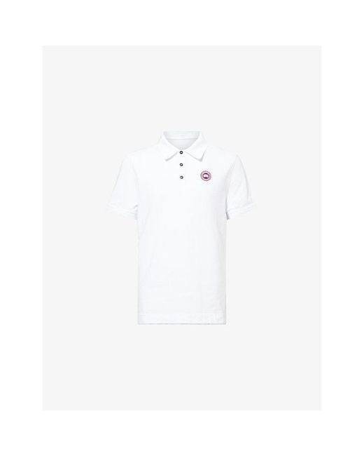 Canada Goose White Beckley Logo-Patch Cotton Polo Top for men