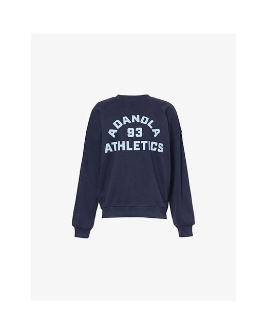 ADANOLA Blue Campus Oversized Organic-Cotton Jersey Sweatshirt