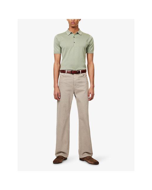 John Smedley Green Adrian Sea Island Cotton Polo Shirt for men