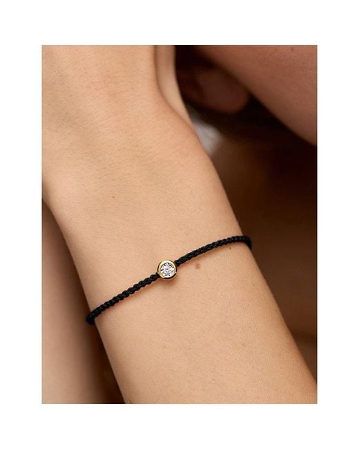 Monica Vinader White Round Solitaire 18Ct Vermeil And 0.06Ct Lab Grown Diamond Cord Bracelet