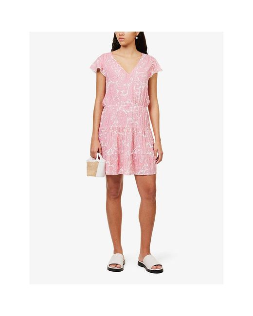 Heidi Klein Pink Ischia Paisley-print Woven Mini Dress