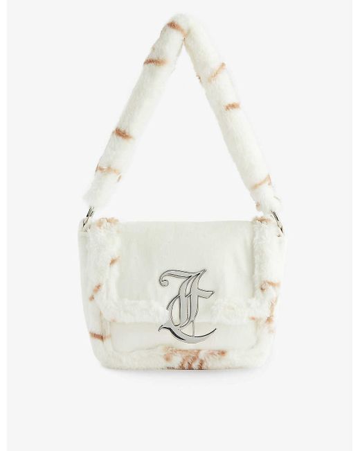 juicy-couture-brand-plaque-faux-fur-shoulder-bag-in-white-lyst