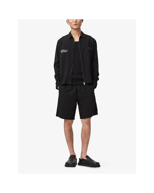 AllSaints Black Hanbury Cotton And Linen Shorts for men