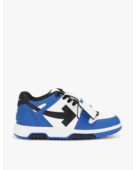 Off-White c/o Virgil Abloh Blue White/vy Out Of Office Logo-embroidered Leather Low-top Trainers for men