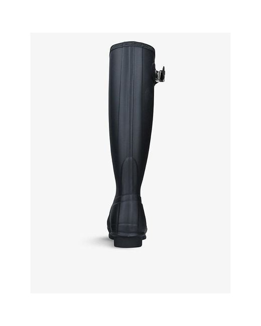Hunter Black Original Tall Vulcanised Natural-Rubber Wellington Boots