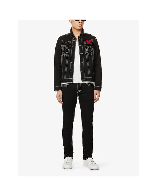 True Religion X Playboy Jimmy Big T Stretch denim Jacket in Black