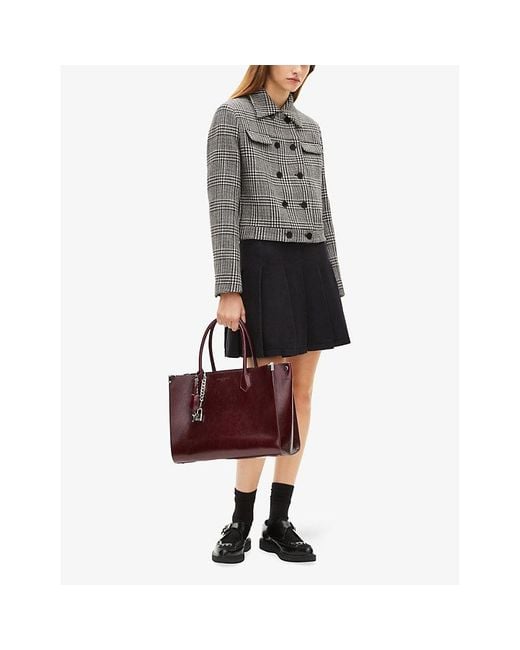The Kooples Gray Checked Double-Breasted Wool-Blend Jacket