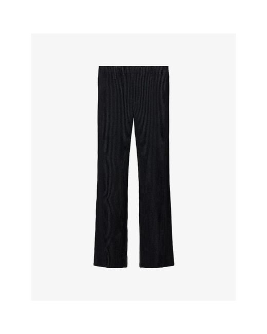 Homme Plissé Issey Miyake Black Tailored Straight-Leg Knit Trousers for men