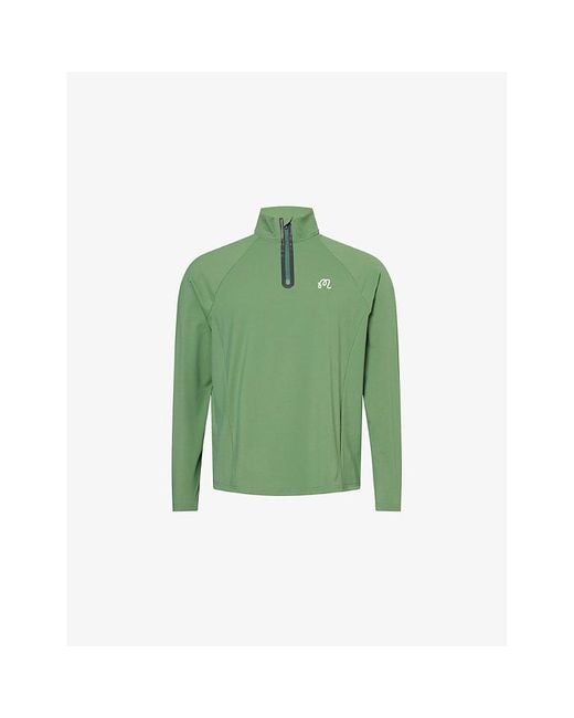 Malbon Green Funnel-Neck Raglan-Sleeve Stretch-Woven Top for men
