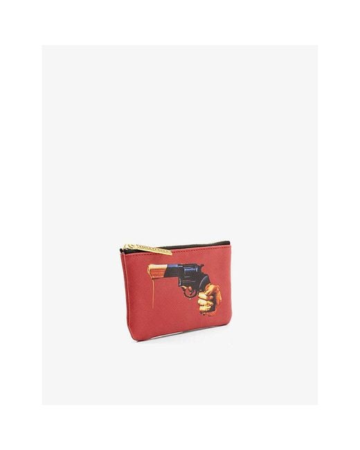 Seletti Wears Toiletpaper Revolver Faux-leather Coin Bag in Red