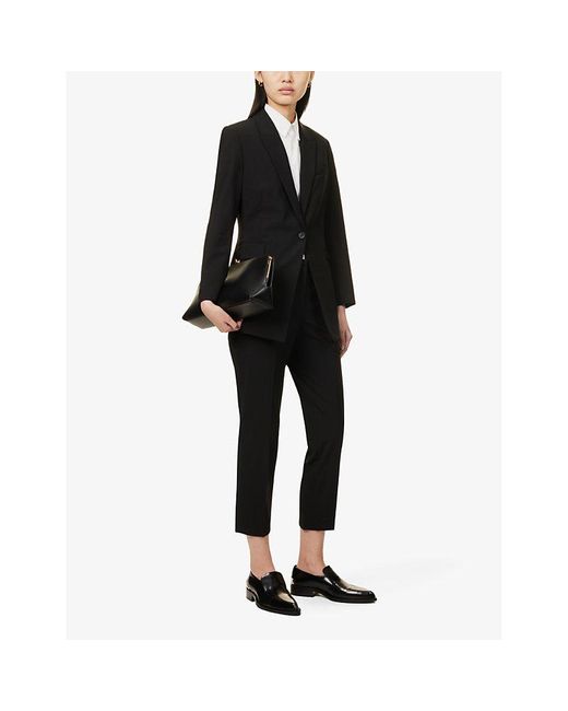 Theory Black Etiennette Single-Breasted Relaxed-Fit Wool-Blend Jacket