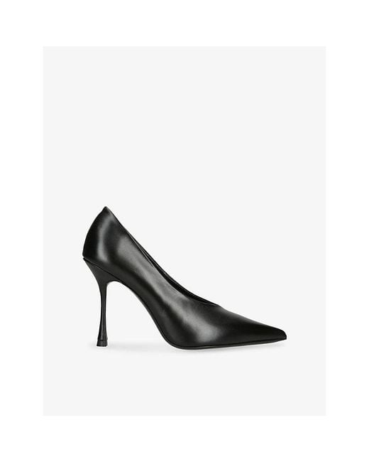 Jude Black Kiss Heeled Leather Courts