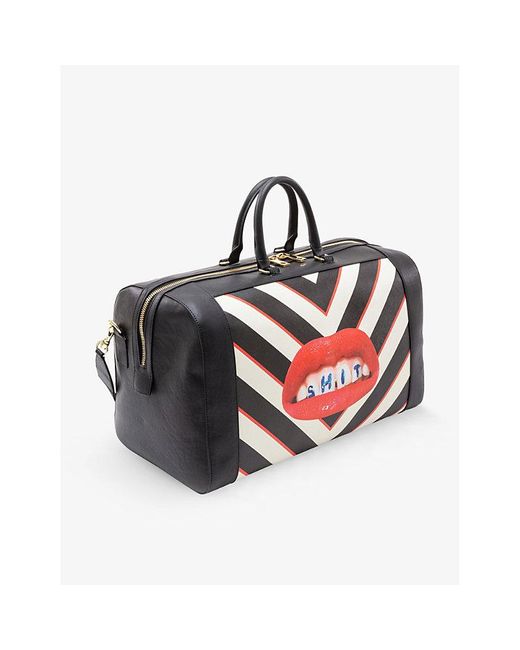 Seletti Multicolor Wears Toiletpaper Lipstick-print Faux-leather Travel Bag