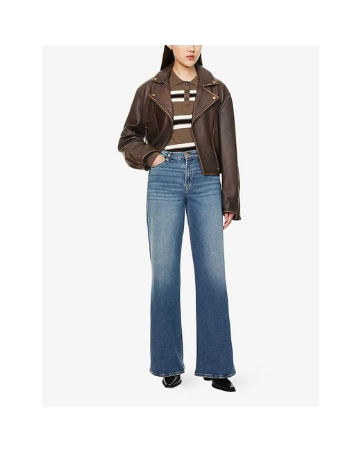 7 For All Mankind Blue Lotta Flared Stretch-Denim Blend Jeans