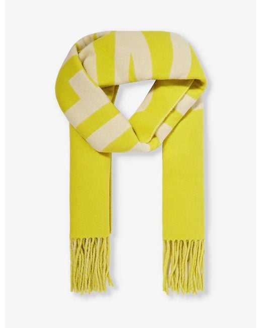 Jacquemus Yellow L'écharpe Fringed-edge Wool-knit Scarf