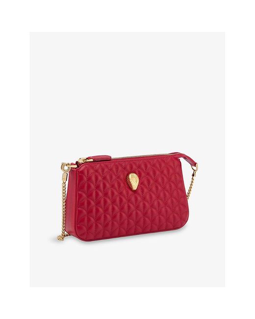 BVLGARI Red Serpenti Sugarloaf Quilted Leather Clutch