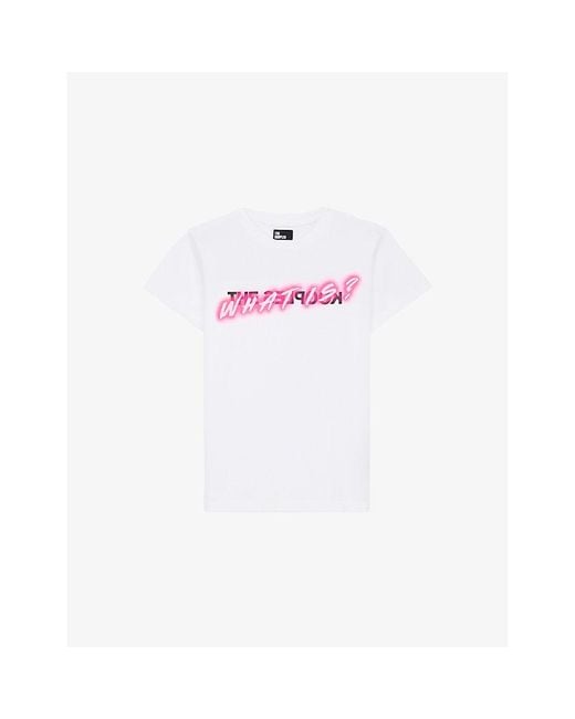 The Kooples White 'What Is? Logo-Print Cotton-Jersey T-Shirt