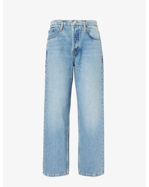 FRAME Blue The Slouchy Straight-leg Mid-rise Recycled Denim-blend Jeans