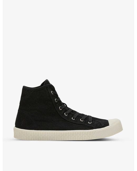 AllSaints Black Max Embroidered Canvas High-top Trainers for men