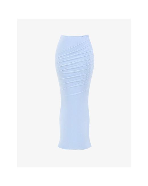 Mistress Rocks Blue Tie-Waist High-Rise Stretch-Woven Maxi Skirt