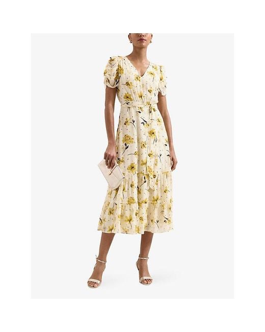 Phase Eight Metallic Azalea Floral Fil Coupé Woven Midi Dress