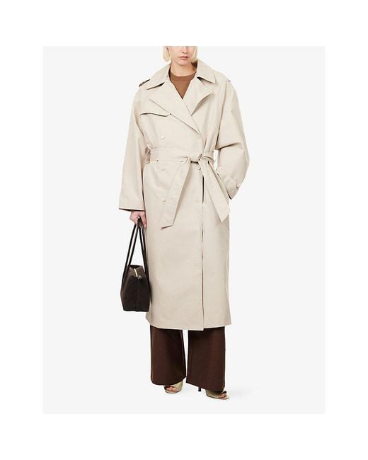Frankie Shop Natural Riva Oversized Cotton-Blend Trench Coat
