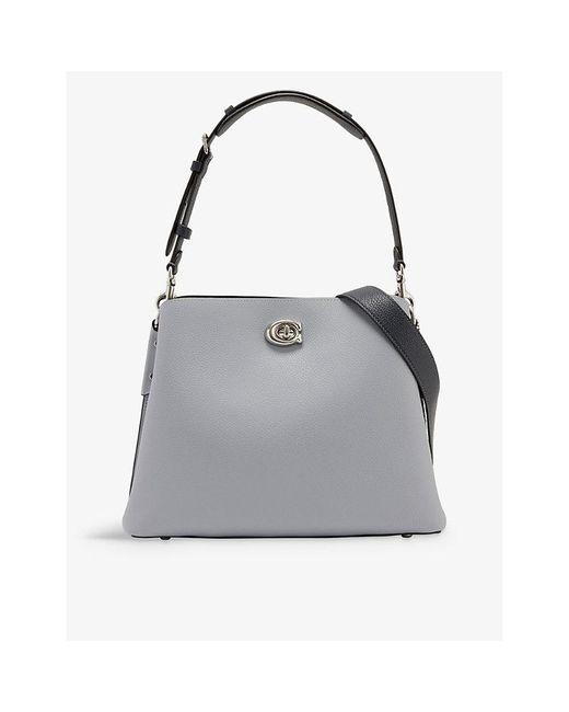 COACH Gray Willow Leather Shoulder Bag