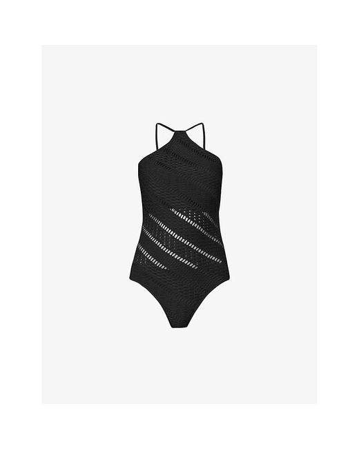 Seafolly Black Marrakesh Halter Neck Cut-out Swimsuit