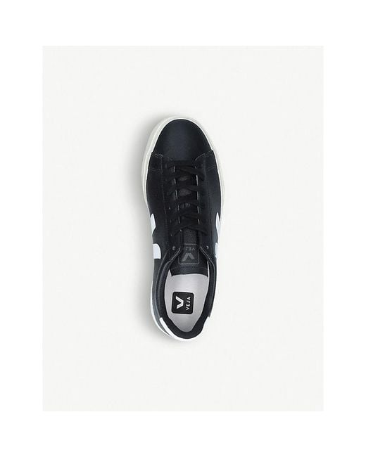 Veja Black Blk/white Campo Leather And Coated-canvas Low-top Trainers for men