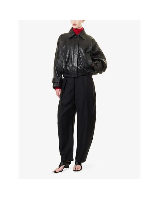 RÓHE Frames Black Puck Tailored Wool-Blend Trousers