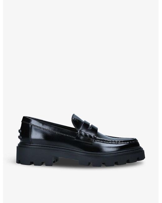 Tod's Black Gomma Pesante Leather Loafers