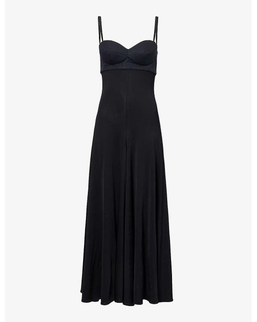 Magda Butrym Black Bow-embellished Stretch-woven Maxi Dress