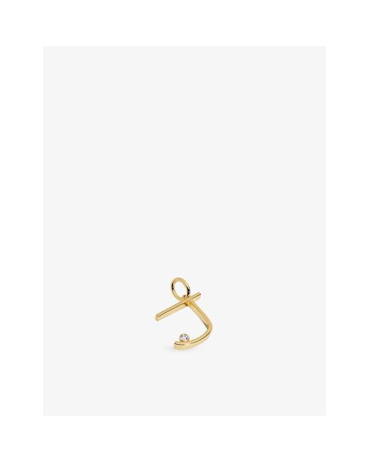 Monica Vinader White Initial J Solitaire Lab-Grown Diamond And 18Ct Vermeil Pendant Charm